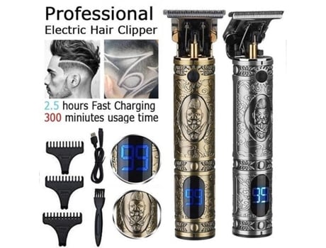 Máquina De Cortar Cabelo Elétrica LCD Recarregável Sem Fio Profissional Aparador De Cabelo Barbeador Para Homens - Bronze YOUKUKE