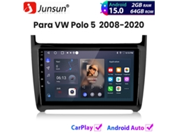Rádio Automóvel JUNSUN Android 15 Carplay para Vw Polo 5 2008 2020 Gps Navi Bt 2+64gb