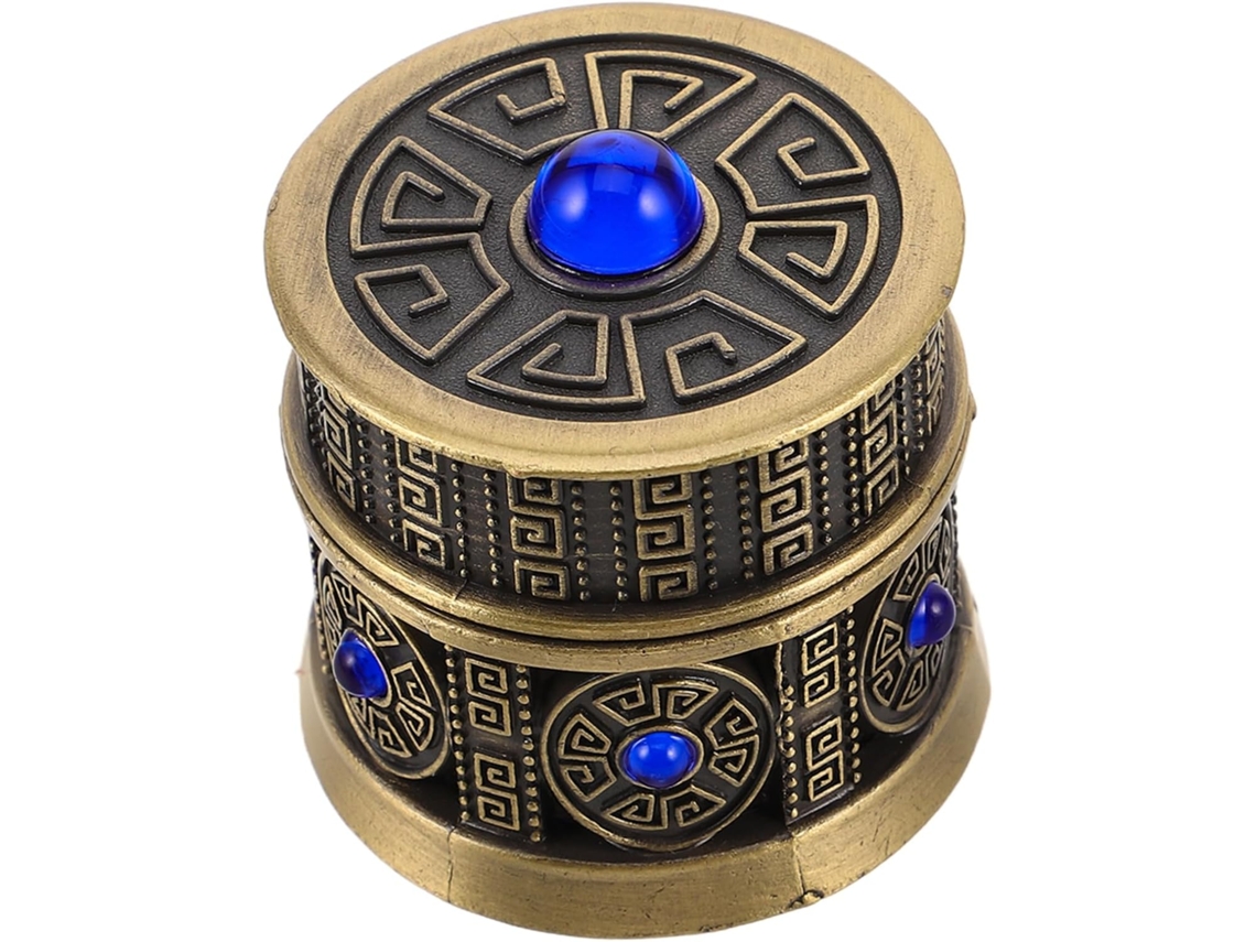 Pote Cosmético Recarregável De 10g, Em Vidro E Metal, Cor Azul Turquesa Antigo, Hermético.