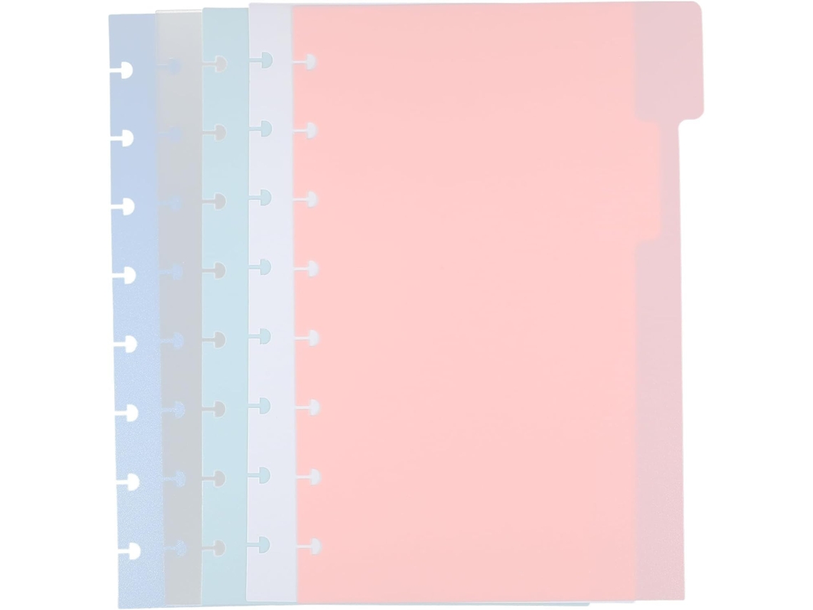 Abas De Plástico Beavorty Para Fichário, 5 Peças, 14x 21, 5cm, 5 Cores, Divisórias De Página Para Organização Escritório
