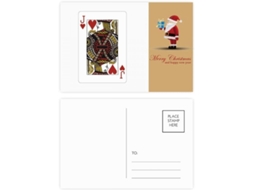 Pacote com 20 Cartões Postais Tema de Papai Noel em Formato Coração. 14,6 X 9,8 Cm