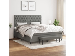 Vidaxl Cama Com Molas/colchão 180x200 Cm Tecido Cinzento-escuro