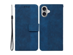 Capa Em Couro Pu Cor Azul, Para Apple Iphone 16