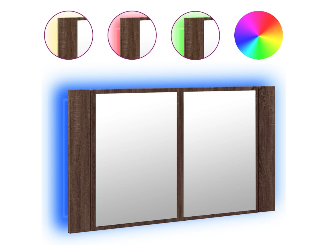 Led Mirror Cabinet, Led Mirror Cabinets Vidaxl Marrom Madeira Processada (n/a)