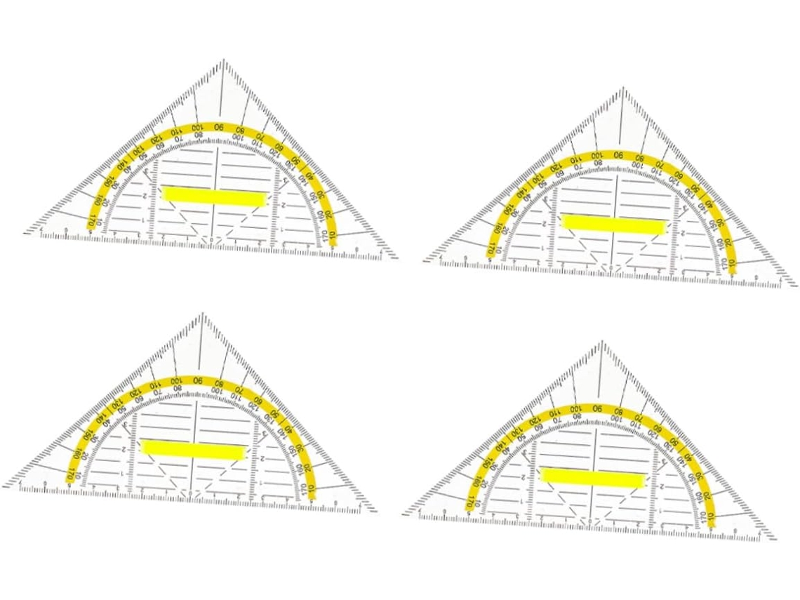 Conjunto de Transferência Nuobesty com 4 Peças, Quadrado com Cabo Transparente, Ferramenta para Desenho Geométrico e Matemático