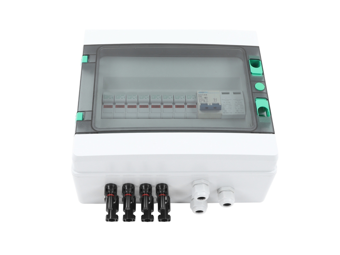 Caixa Combinadora Solar 4 Cadeias Com Proteção Contra Surto, Fusível 15a, Disjuntor 63a, Ip67, Dc1000v