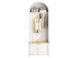 Guarda-roupa Multifuncional Com Sapateira, Prateleiras E Ganchos Para Hall, Mdf Durável, Design Moderno E Pés De Ferro Estáveis.