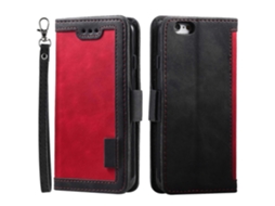 Capa De Couro Com Bloqueio Rfid Para Iphone 16e, Carteira E Suporte, Vermelha