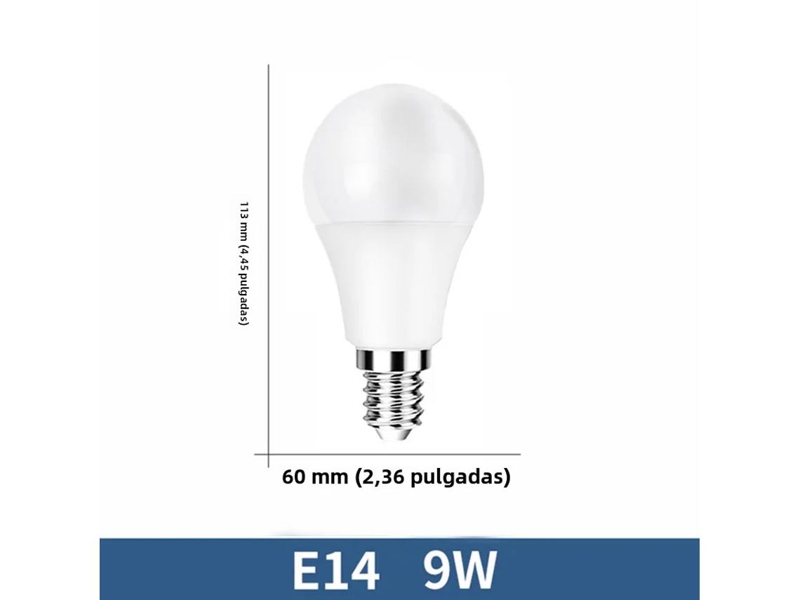 (branco Frio 9w Base De Rosca E14) 6 Lâmpadas Led, Altamente Eficientes E Econômicas, Com Vida Útil De Até 50.000 Horas.