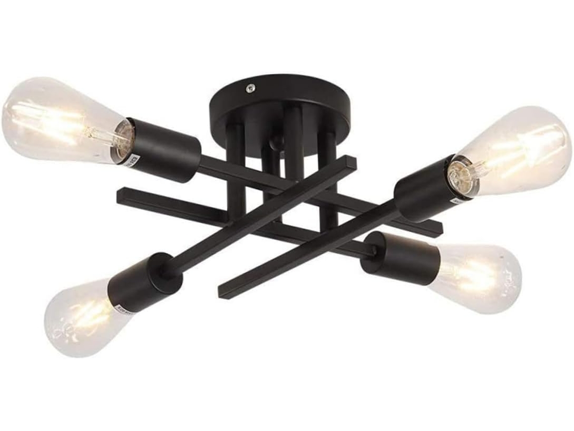 Luminária de Teto Estilo Vintage para Sala de Estar, Preta. SFUSHOS