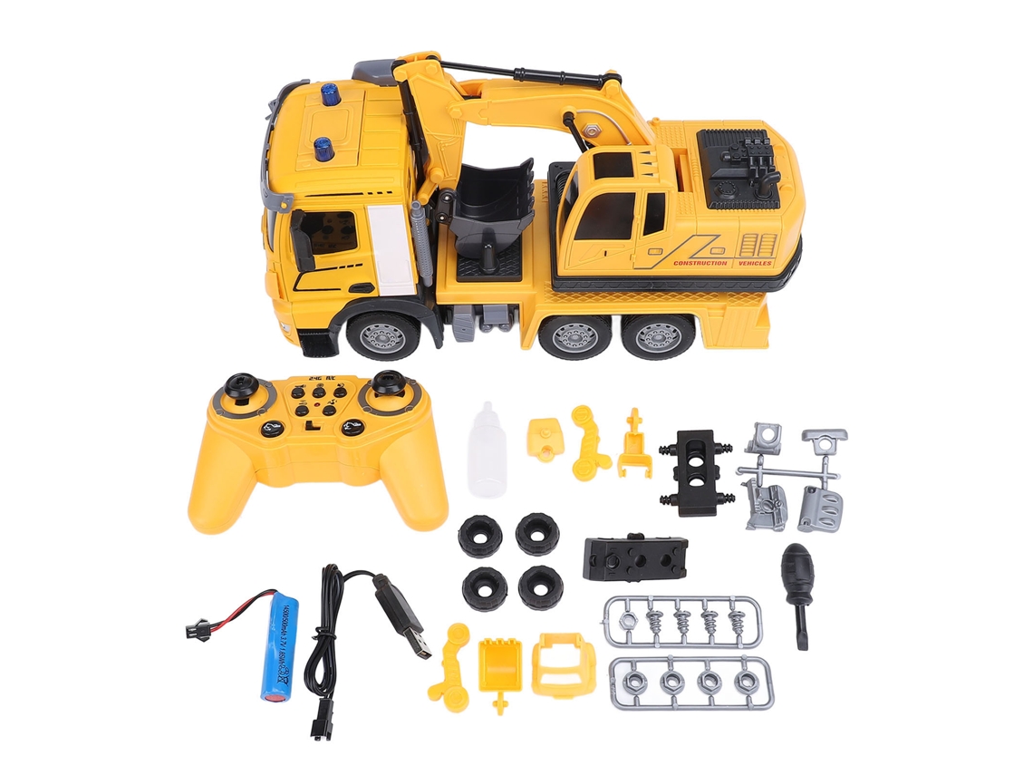Mali brinquedo Carro Engenharia Rc 11 Canais Escavadeiro Controle Remoto com Luz e Som 2.4g para Crianças