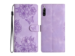 Capa De Celular Em Pu Com Estampa De Borboleta E Flor De Cerejeira