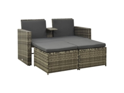 Pcs Conjunto Lounge De Jardim C/ Almofadões Vime Pe Cinzento Dkd Home Decor