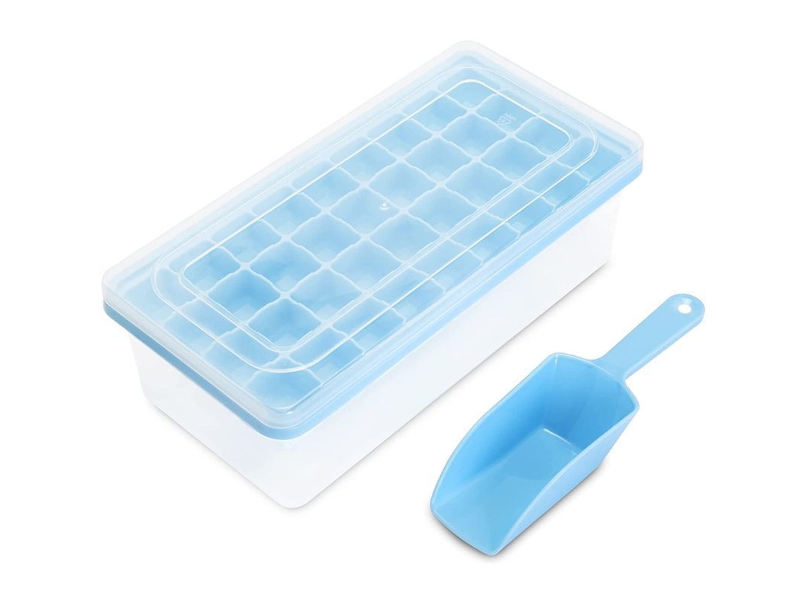 Bandeja de Gelo Nova Line, silicone, com tampa, 3 em 1, copo, scoop, 96 cubos, marca S/MARCA