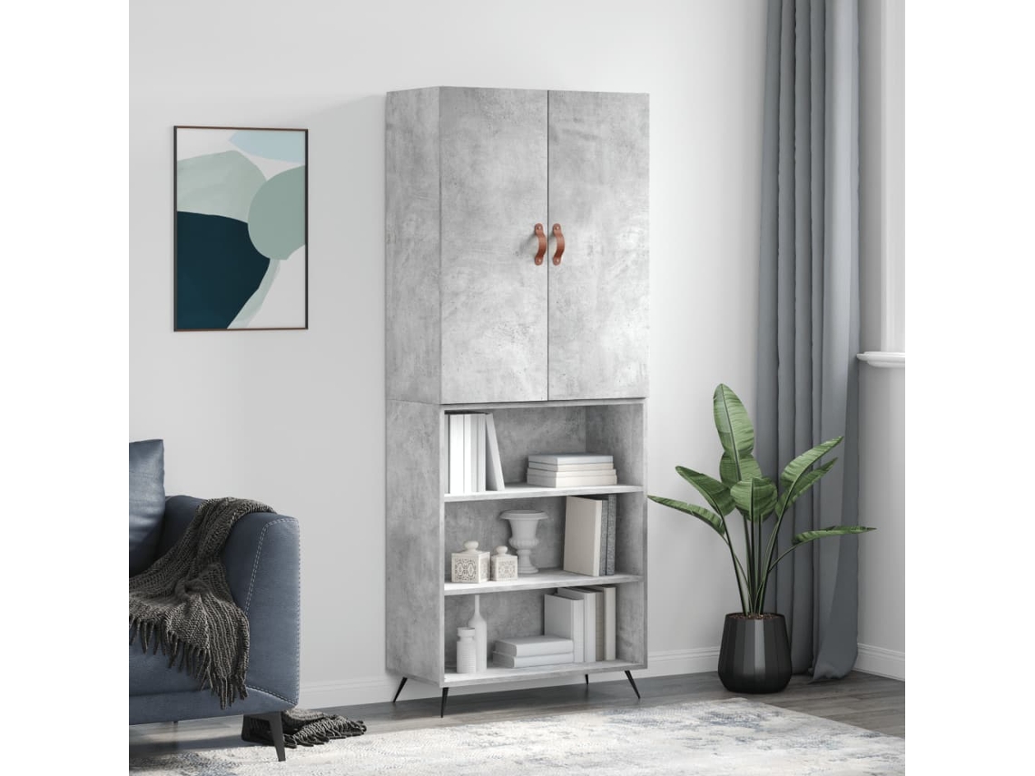Vidaxl Armário Alto 69,5x34x180 Cm Derivados De Madeira Cinza Cimento