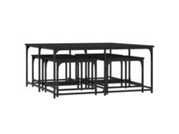 Conjunto de 5 Mesas de Centro MAISON EXCLUSIVE Derivados de Madeira Preto