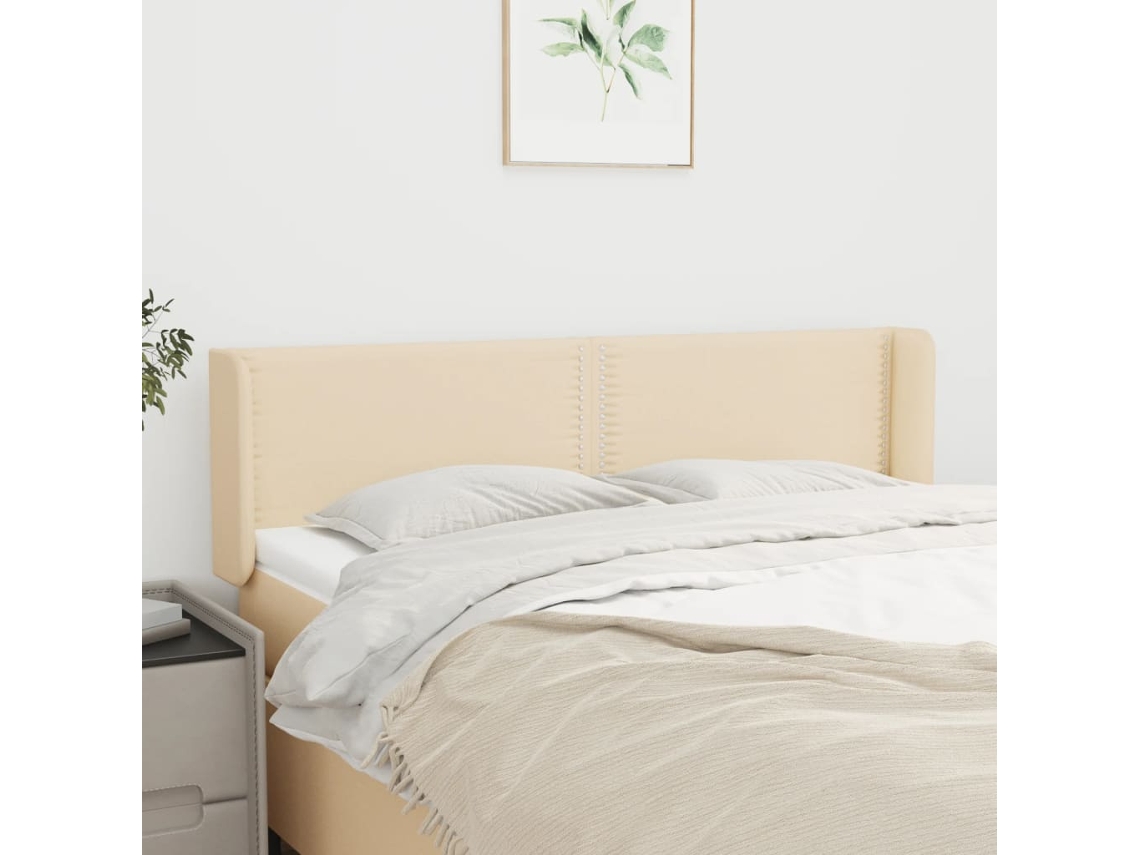 Cabecero con Alas de Tela 147x16x78/88 cm Crema