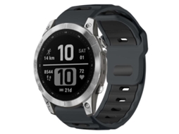 Bracelete para Garmin Fenix 8 / 7 / 6 / 5 silicone bicolor com encaixe plano cinza e preto XIAOMOYU (22mm)