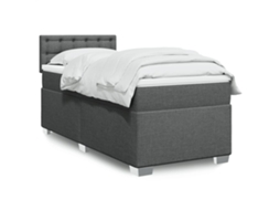 Vidaxl Cama Com Molas/colchão 100x200 Cm Tecido Cinza-escuro
