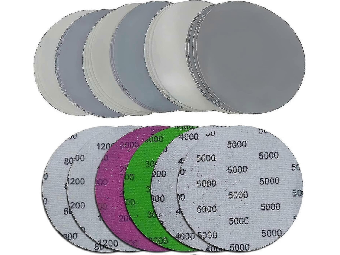 24 discos de lixa de 125 mm, grão 800/1200/2000/3000/4000/5000, redondos, úmidos/secos