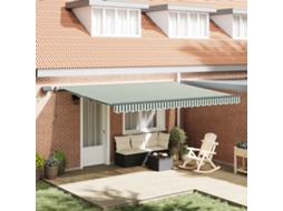 Vidaxl Toldo Retrátil Verde E Branco 450 × 350 Cm Tecido E Alumínio