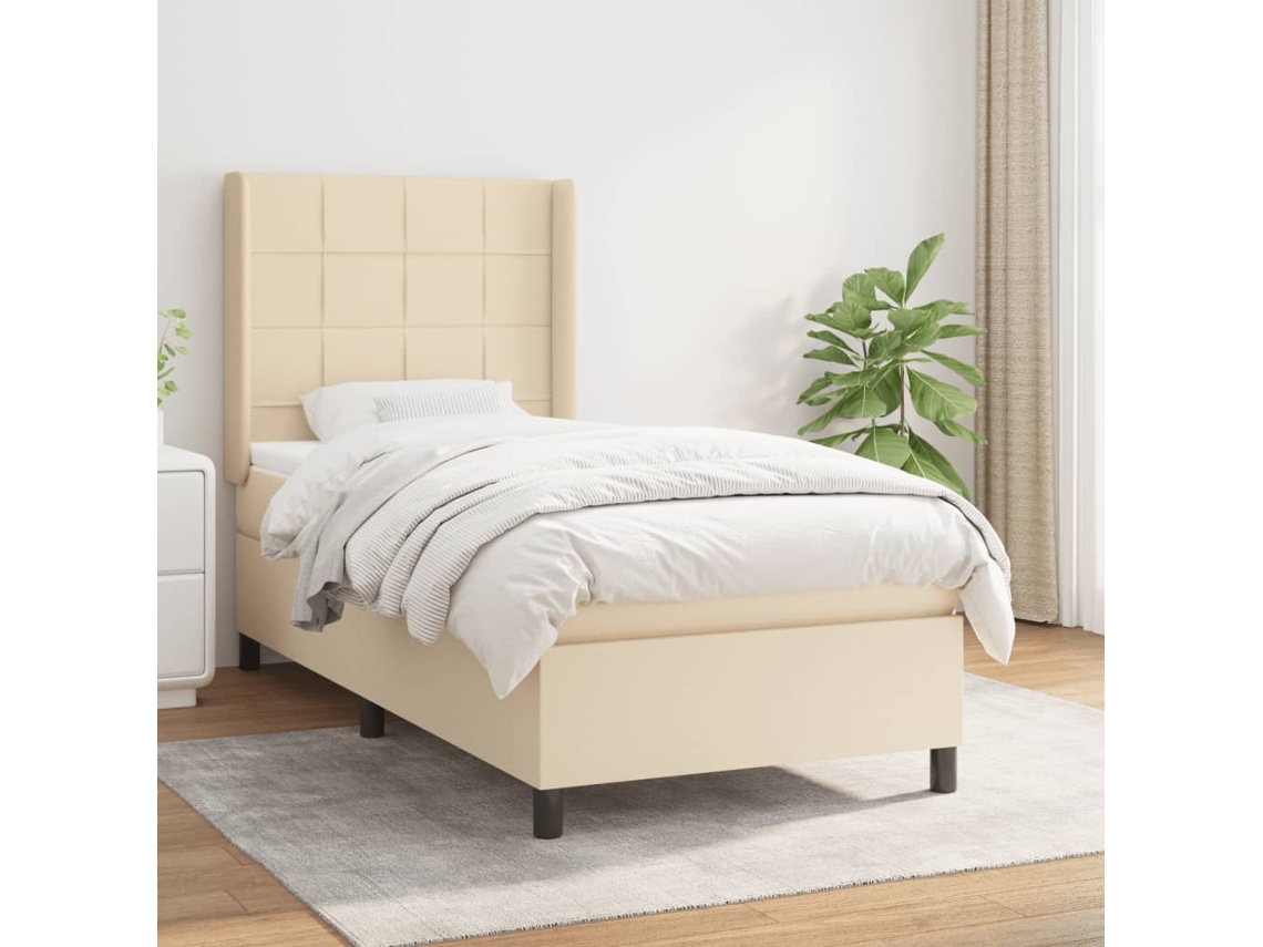 Vidaxl Cama Com Molas/colchão 80x200 Cm Tecido Cor Crème