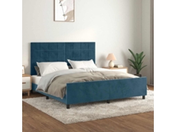 Vidaxl Estrutura De Cama Sem Colchão 160x200 Cm Veludo Azul-escuro
