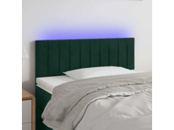 Vidaxl Cabeceira De Cama C/ Luzes Led Veludo 90x5x78/88cm Verde-escuro
