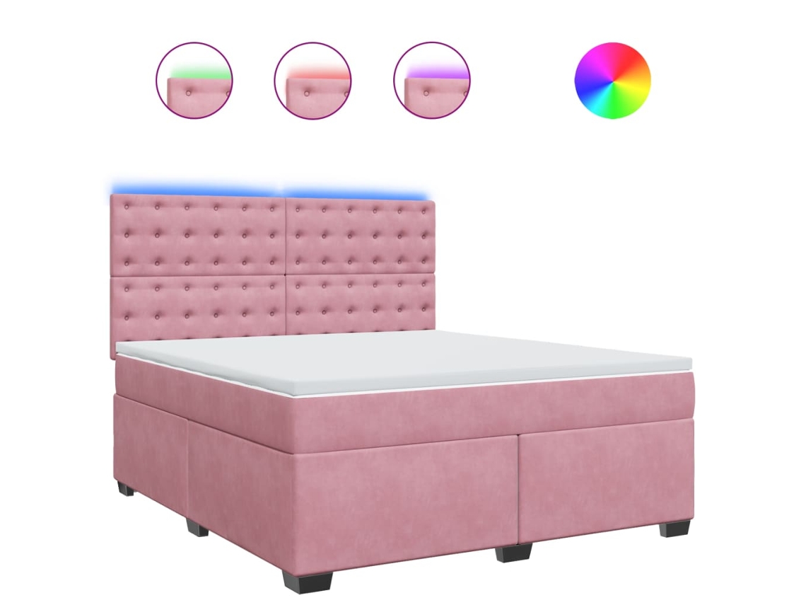 Cama com Molas/colchão 180x200 Cm Veludo Rosa MAISON EXCLUSIVE