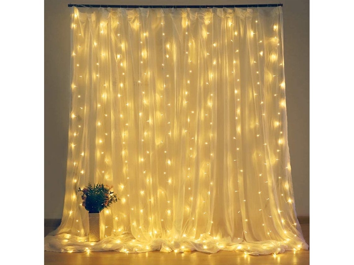 Cordão de Luzes Led em Formato de Gota, 8 Modos MDUG (luz Quente 6x2m)