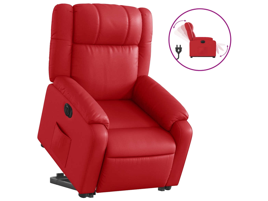 Cadeira reclinável elétrica VIDAXL Vermelho Couro Artificial