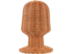 Suporte Para Peruca De Rattan De 27 Cm, Cabeça De Manequim Rústica Para Salões De Beleza.