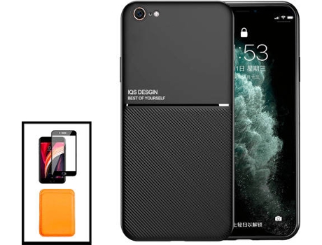 Kit Capa Magnética Anti Choque + Carteira + Película iPhone SE 2022 G4M Preto