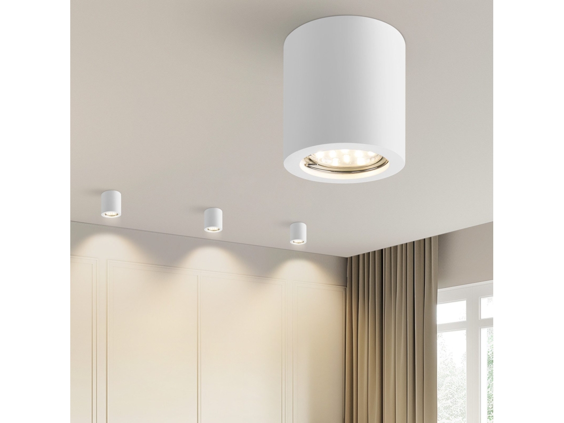 Nettlife Candeeiro De Teto Led, Spot De Superfície Branco Redondo Gu10 Spots De Teto Gesso Moderno Pequeno 40 W, 7 Cm, Para Uso Diário