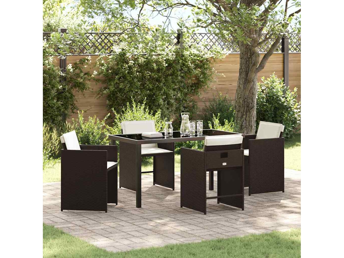 Vidaxl Conjunto De Jantar Para Jardim 5 Unid. Castanho Vime Pe