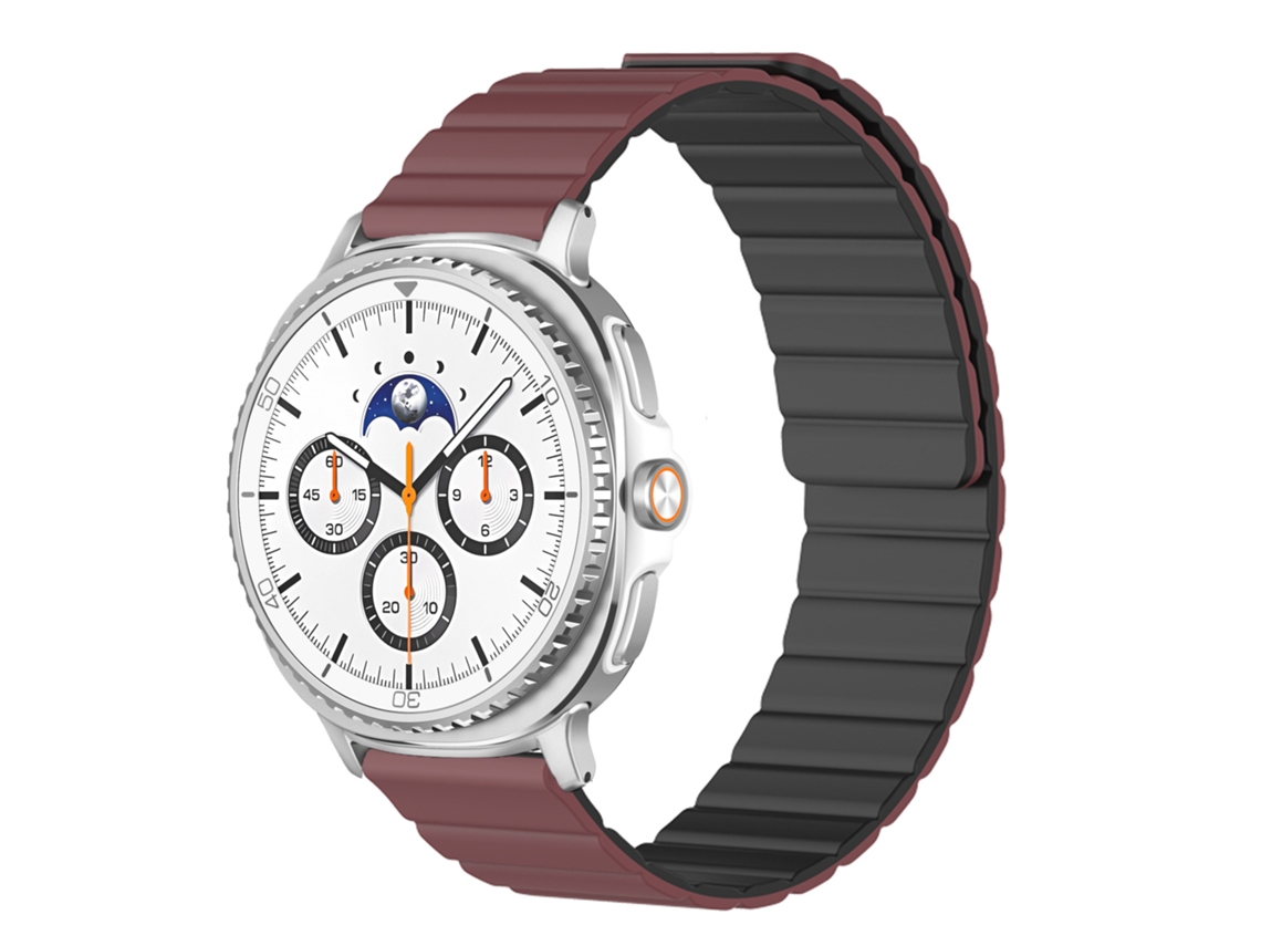 Pulseira magnética para Samsung Galaxy Watch 8 Ultra, pulseira de silicone com proteção UV, vinho tinto e vermelho.