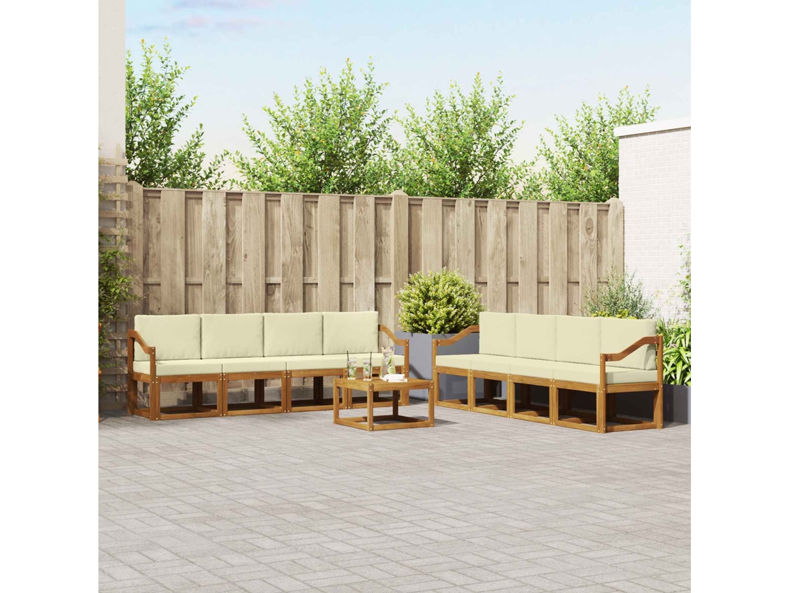 Vidaxl Conjunto De Sofás Para Exterior 9 Pcs Natural E Creme