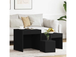 Vidaxl Mesas De Encastrar 3 Pcs Derivados De Madeira Preto