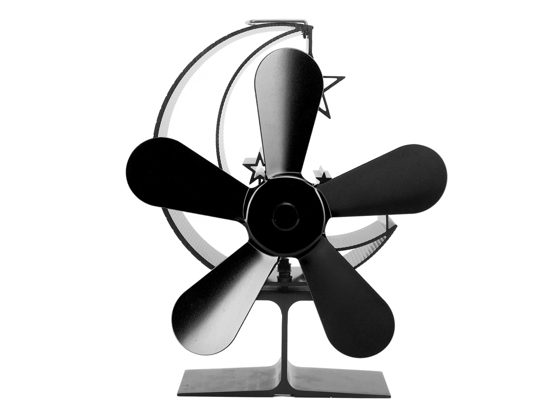 Ventilador de Estufa com 5 Pás, Energia Térmica, Liga de Alumínio, Dissipação Rápida para Lareira de Madeira Preto S/MARCA