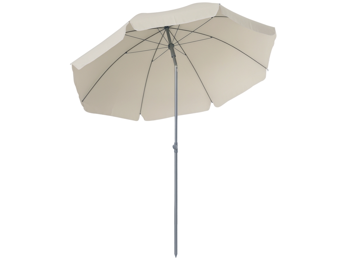 Chapéu de Sol MDUG Ø202cm, com toldo inclinável, mastros desmontáveis, base pontiaguda (creme)