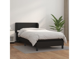 Cama De Solteiro | Camas Para Quarto | Cama Com Molas/colchão 90x190 Cm Couro Artificial Preto