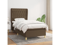 Cama Com Molas/colchão 100x200 Cm Tecido Castanho-escuro
