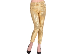 Leggings de lantejoulas douradas para mulheres