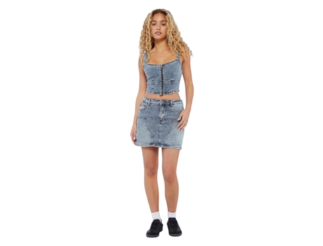 Jeans De Mulher Guess Originals Gonna Di Algodão Azul (28)