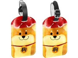 Conjunto De 2 Etiquetas Identificação Bagagem Com O Desenho Um Cão Shiba Inu Evitar A Perda Malas E Bagagens