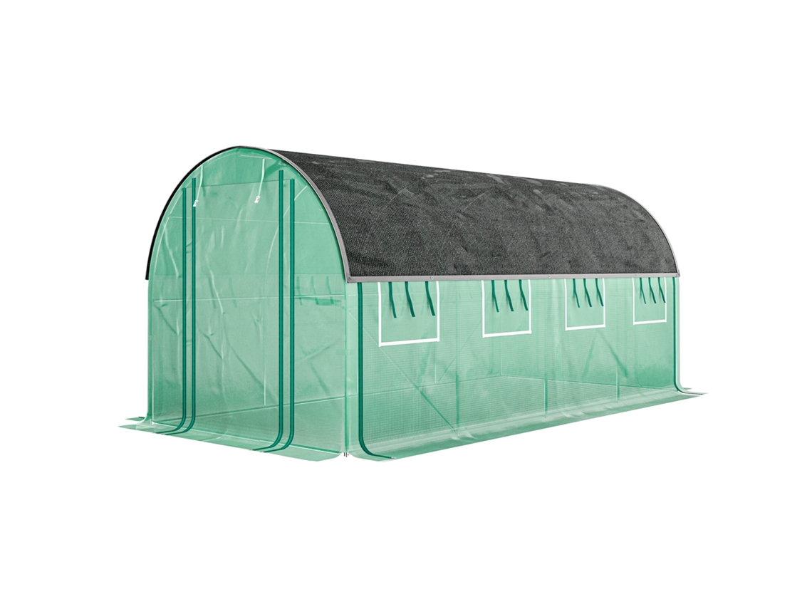 Estufa Túnel 4,5x2x2m com Cobertura Pe 140g/m² e Janelas Verdes S/MARCA