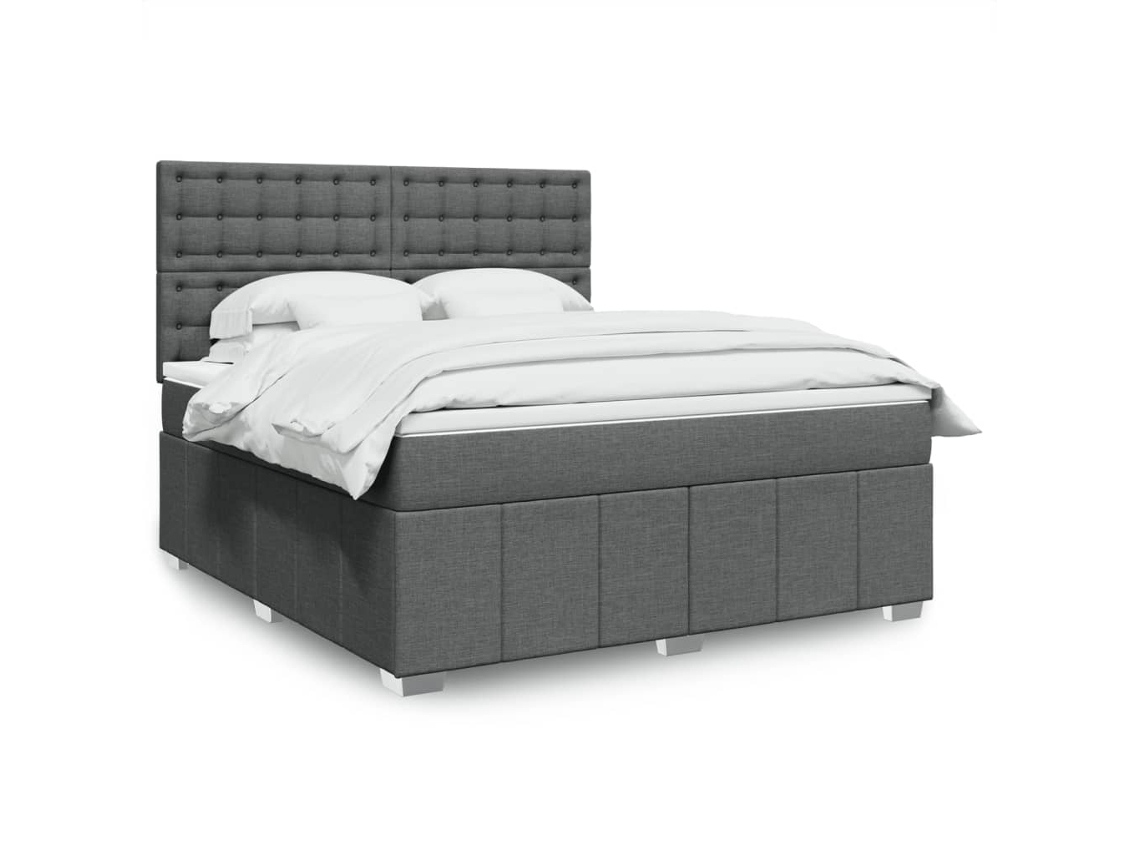 Vidaxl Cama Com Molas/colchão 180x200 Cm Tecido Cinzento-escuro