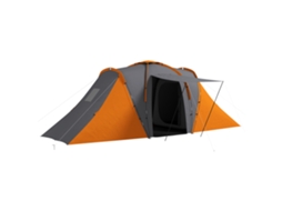 Tunnelzelt, 2000mm Wasserabweisend Campingzelt Für 4 Personen, Mit 2 Schlafzimmern Wohnbereich Tragetasche Grau+orange