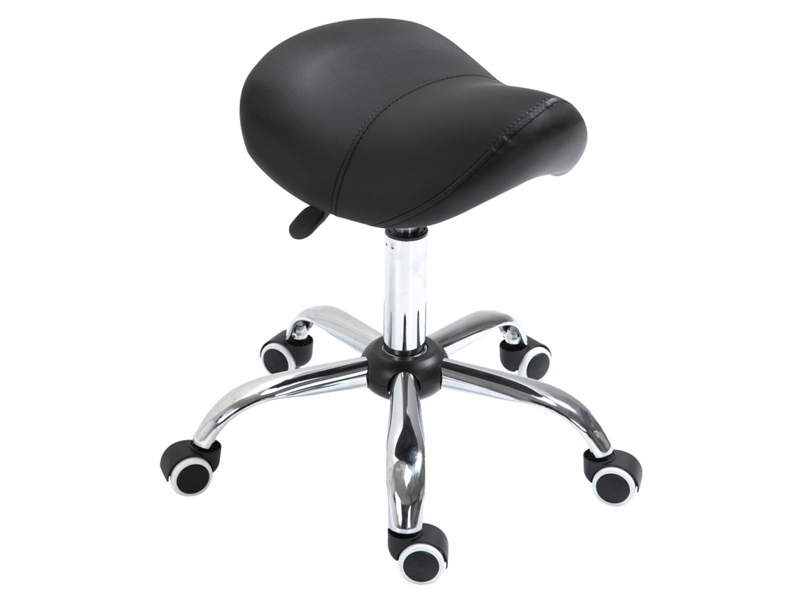 Banco de Trabalho em Forma de Sela com Rodas e Altura Ajustável para Salões de Cabeleireiro e Tatuagem.52x53x49 61cm Preto BTFORUS