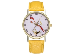 Reloj De Pulsera Para Hombre Analógico De Cuarzo Con Correa Pu Estilo Casual (amarillo)